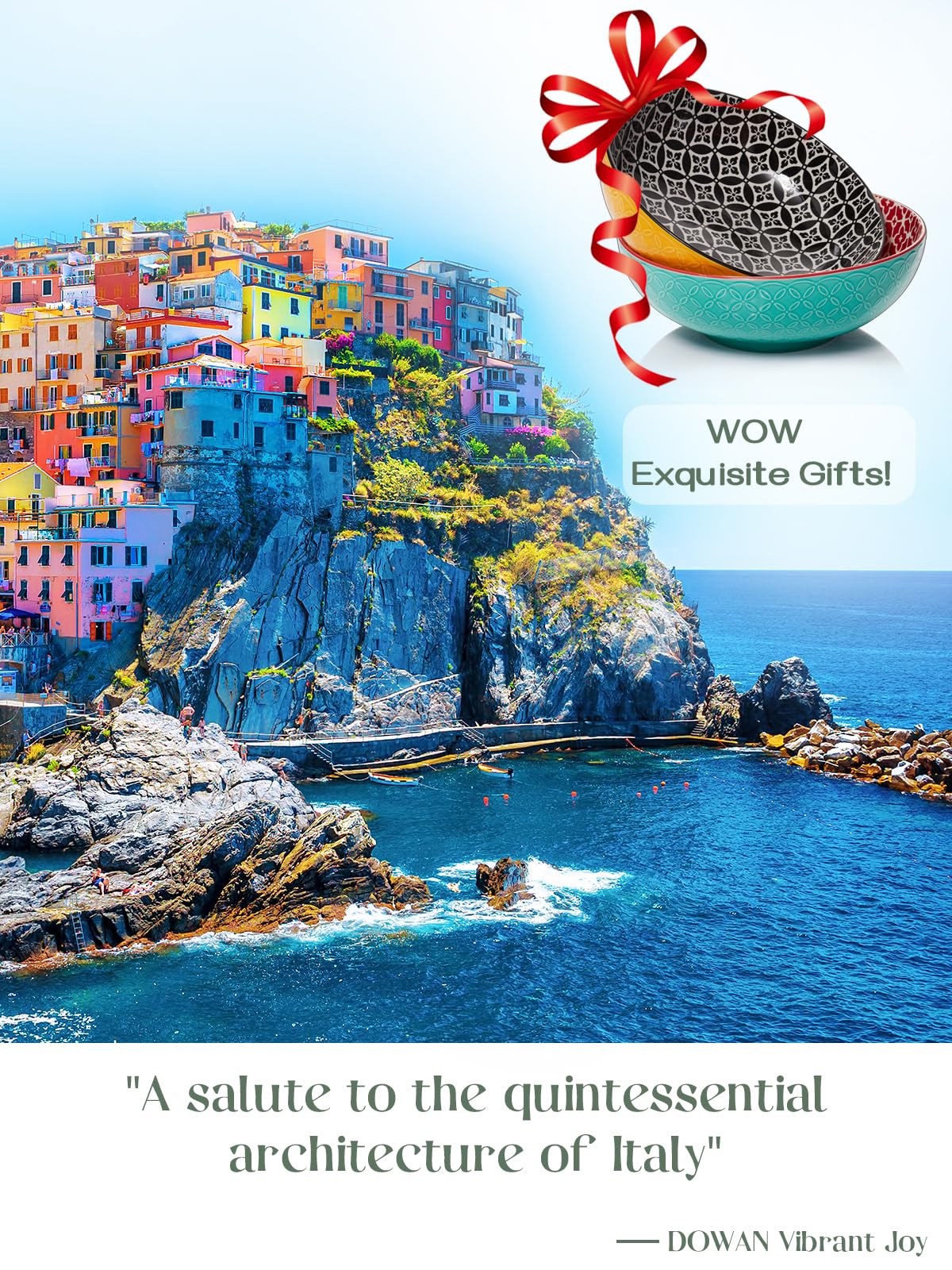 DOWAN Serving Bowls, 2000ML Fruit Bowls Salad Bowls, ?24cm Large Pasta Bowl Set of 2, Serving Dishes for Entertaining, Vibrant Colour Large Bowls for