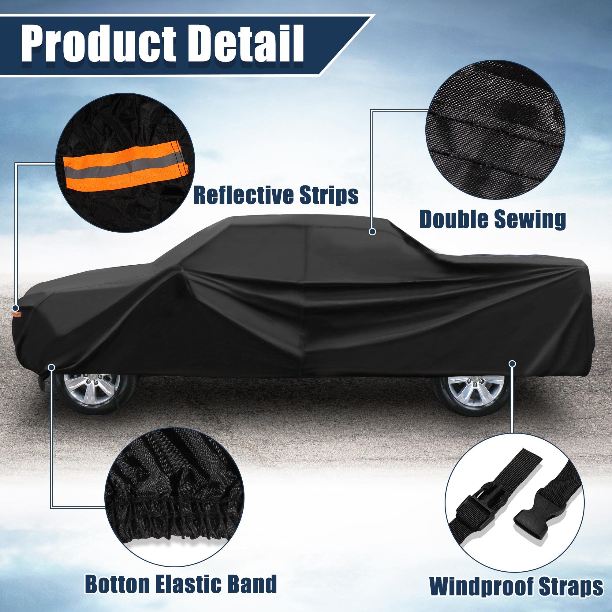 X AUTOHAUX All-Weather Pickup Truck Cover for Toyota Tacoma Crew Cab Pickup 4 Door 6.1 Feet Bed (2005-2021) - Waterproof, UV-Resistant, and Windproof with Left Door Zipper, 190T PU Material