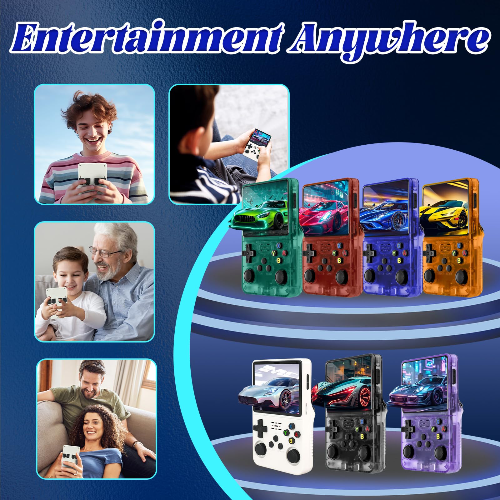 Blidinner R36S Retro Handheld Games Console -With Open Source Linux System,3000mAh Battery,3.5 Inch HD Screen,64G TF Card,20,000+ Classic Games,Portable Mini Game Console for Teens and Adults-Black