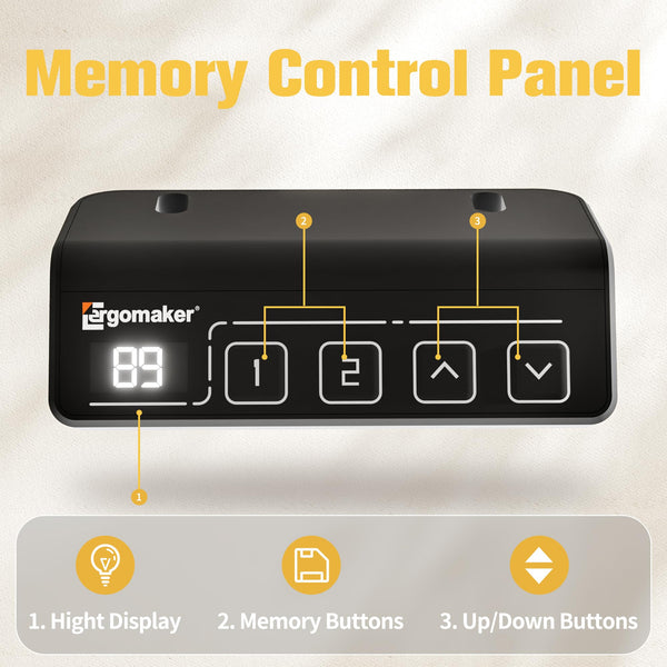 ERGOMAKER Electric Height Adjustable Standing Desk 80x60cm (31.5"x23.6"), Sit Stand Desk with Splicing Top for Home Office (Black Frame + Black Desktop)