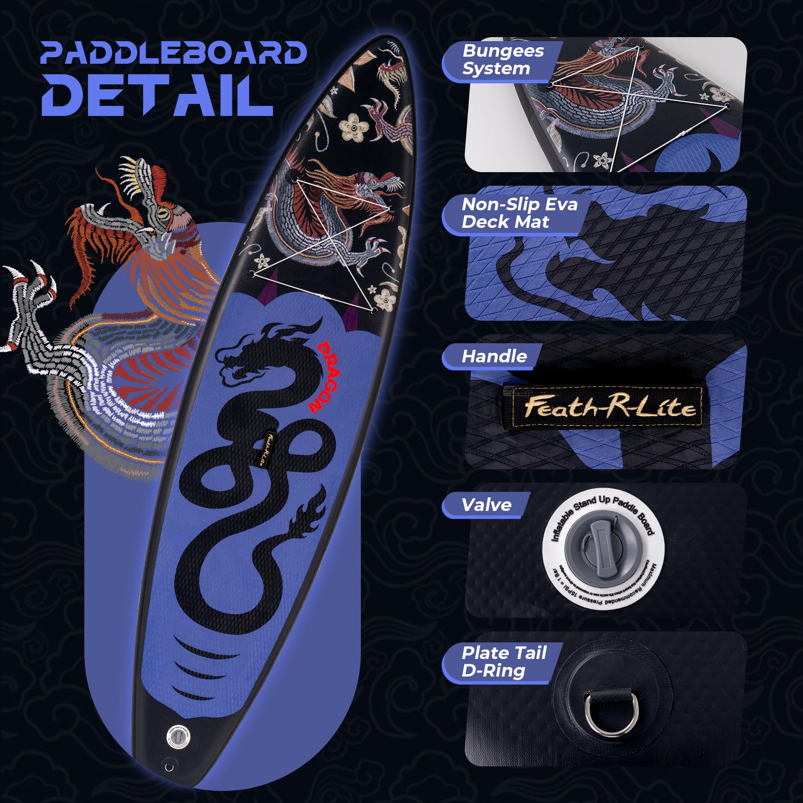 FEATH-R-LITE 10' &11' Inflatable Ultra-Light Stand Up Paddle Board for All Skill Levels Included with SUP, Adj Paddle, Pump, Backpack, Leash