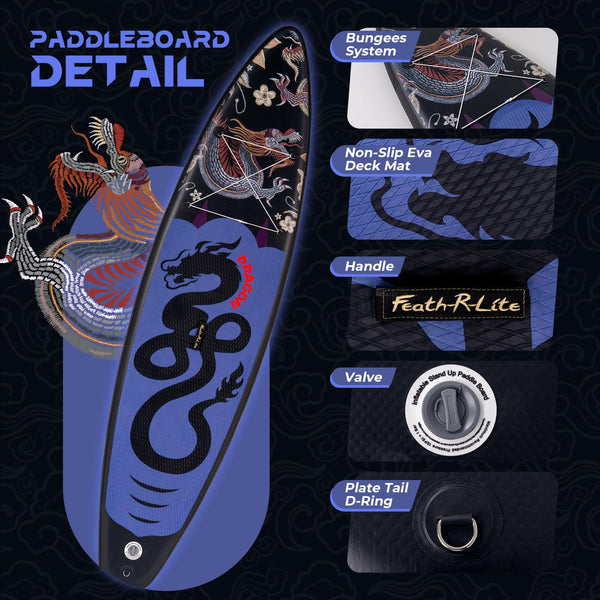 FEATH-R-LITE 10' &11' Inflatable Ultra-Light Stand Up Paddle Board for All Skill Levels Included with SUP, Adj Paddle, Pump, Backpack, Leash