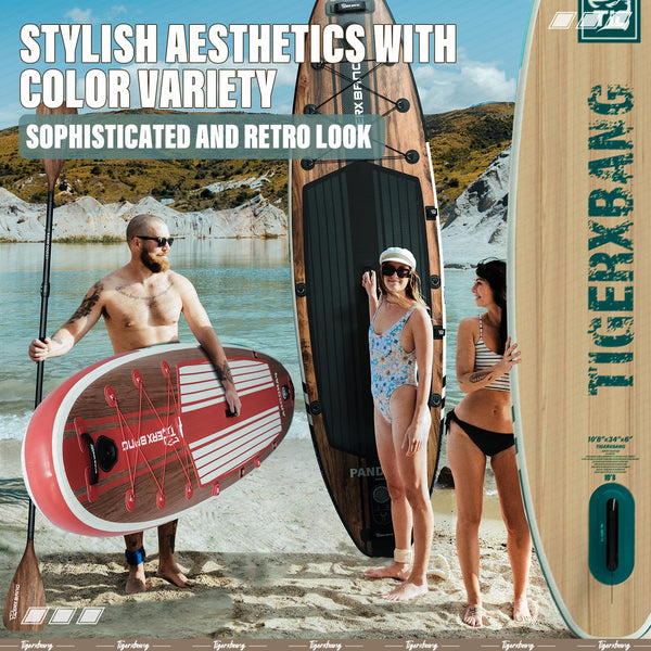 TIGERXBANG Paddle Board, 10.8' Stand Up Paddleboarding with Premium Complete Inflatable SUP Accessories, Extra Wide Paddleboards for Adults & Kids-Pandora Collection