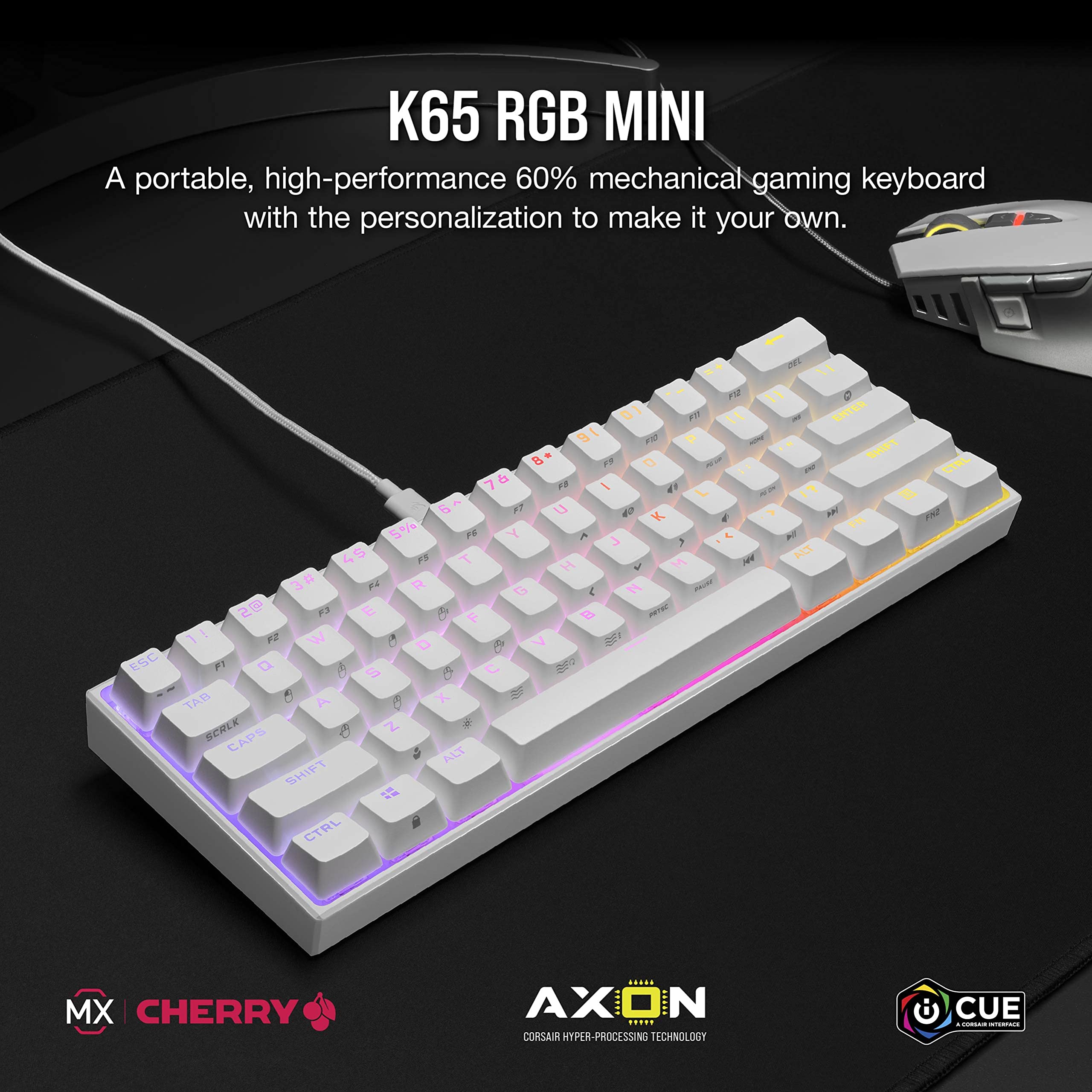 CORSAIR K70 PRO MINI WIRELESS RGB 60% Mechanical Gaming Keyboard – Swappable CHERRY MX RED Switches – PBT Double-Shot Keycaps – iCUE Compatible – PC, Mac, PS5, PS4, Xbox – QWERTY UK – Black