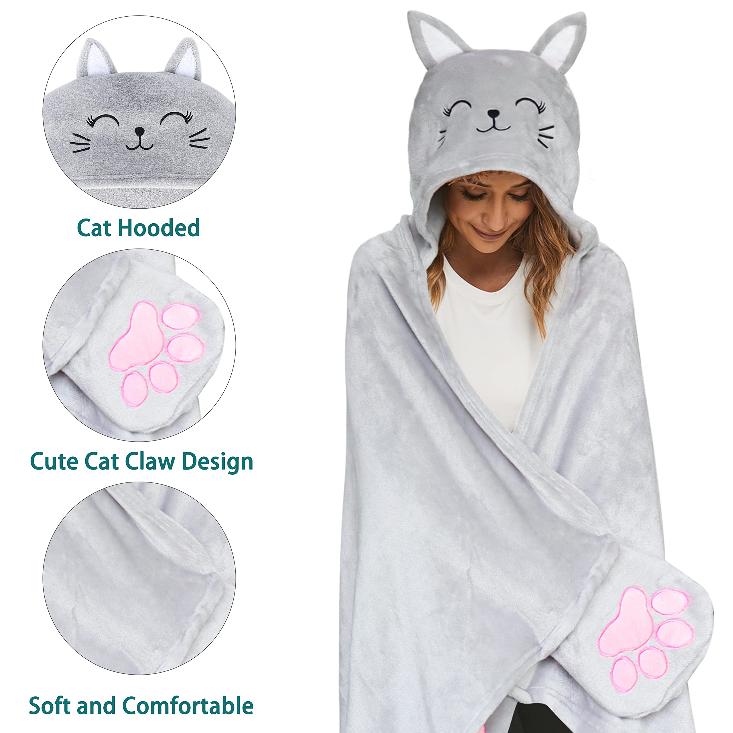 Shoppawhile Sloth Gifts for Women Wearable Hooded Blanket Soft Cute Warm Fluffy Sloth Hooded Blanket 59 * 51 inch