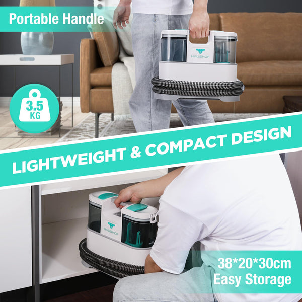 HAUSHOF StainZapper Pro Carpet Cleaner Machines, 450W Handheld Spot Carpet Washer, Clean Carpets, Stairs, Upholstery, Car Seats, 1.5L Twin Tank Spot Cleaner, Include Spot & Stain Cleaner