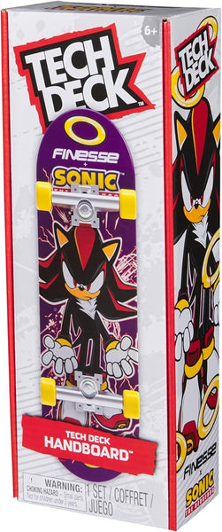 Tech Deck, Finesse X Sonic the Hedgehog Handboard; Authentic Mini Skateboards, Kids’ Toys for Boys and Girls, Ages 6 and up (Hands Use Only)