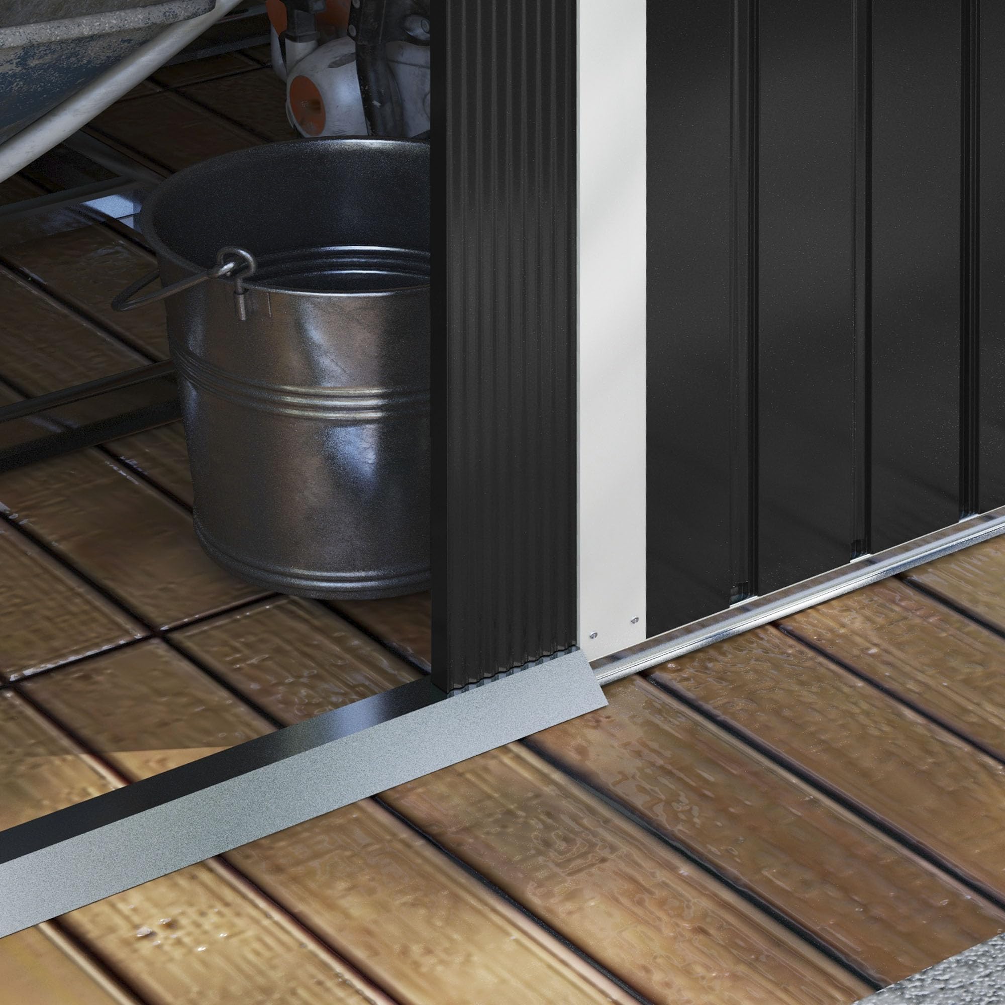 Outsunny 7.7 x 5.7ft Metal Garden Shed with Ventilation Slots and Sliding Doors, Galvanised Outdoor Tool Storage House, Grey