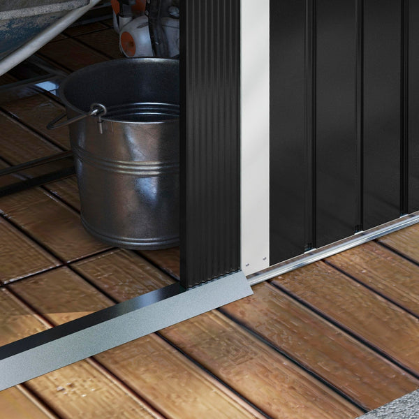 Outsunny 7.7 x 5.7ft Metal Garden Shed with Ventilation Slots and Sliding Doors, Galvanised Outdoor Tool Storage House, Grey