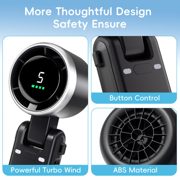 Morelax Personal Handheld Fan,High-Speed Turbo Fans,5-Speed with LED Display,Powerful Motor,4000mAh,USB Rechargeable Portable Cooling Fan for Outdoor Activities,Travel,Working,White