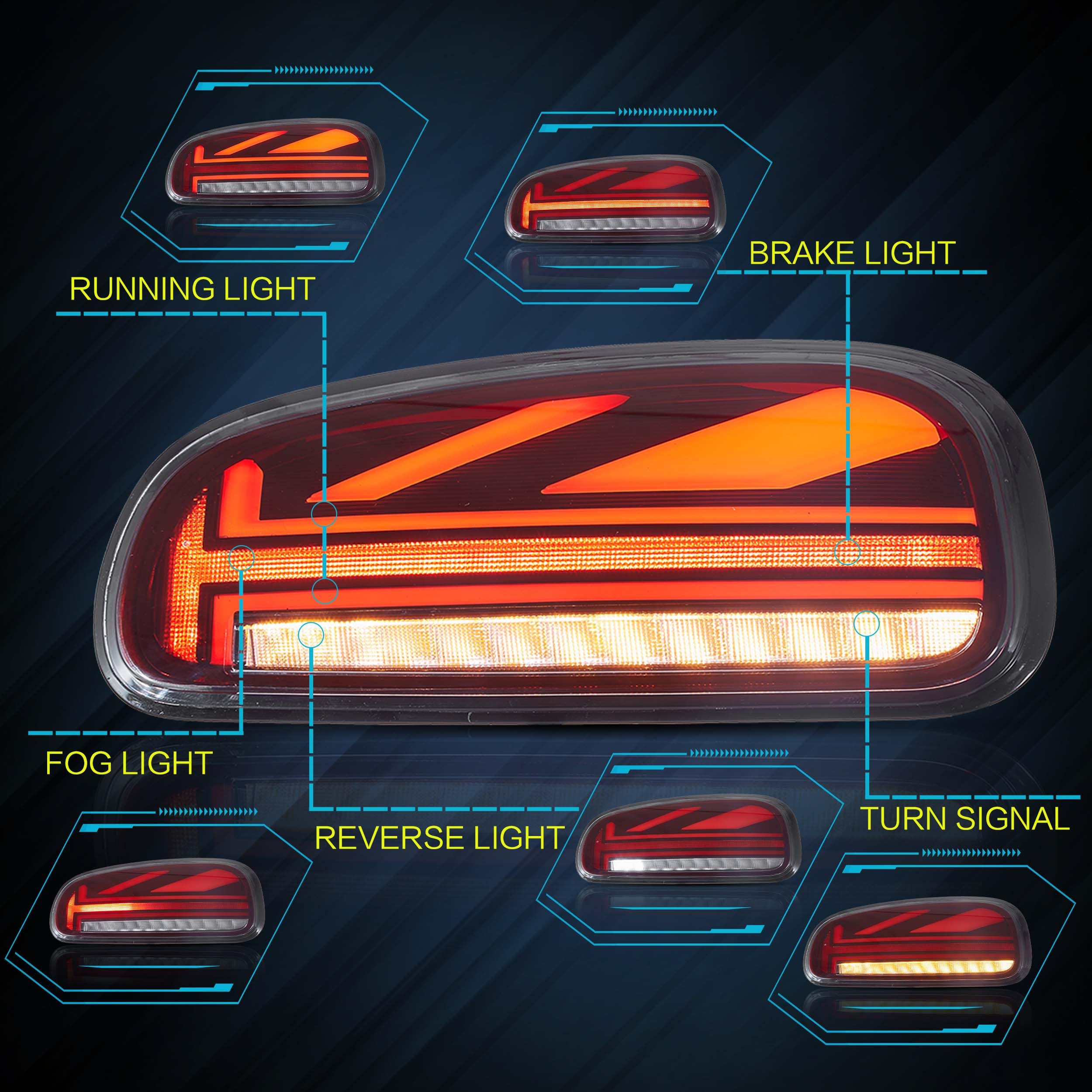 VLAND LED Tail Light Compatible with BMW Mini Cooper F55 F56 F57 2014-2021, Rear Lights with Sequential Turn Signal, Electroplated housing, Red