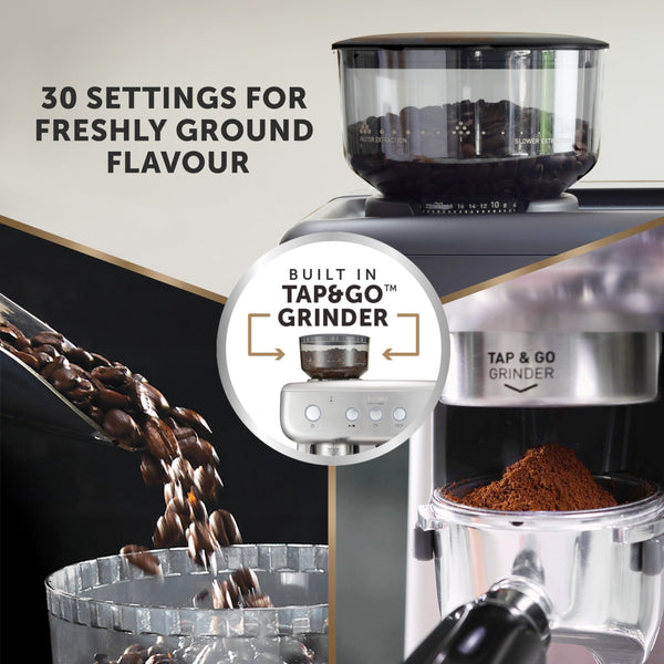 Breville Barista Max Espresso Machine | Latte & Cappuccino Coffee Maker with Integrated Bean Grinder & Steam Wand | 2.8 L Water Tank | 15 Bar Italian Pump | Stainless Steel