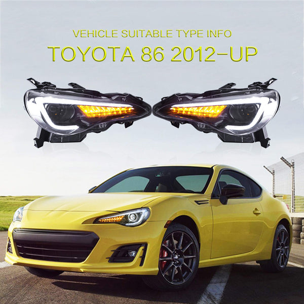 VLAND LED Tail Lights Compatible with Toyota 86 GT86 2012-2020/Subaru BRZ 2013-2020/Scion FR-S 2013-2020, Full LED Rear Light with Sequential Indicator, Red White Lens