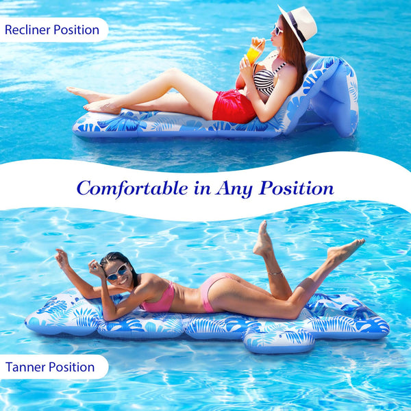 MoKo Pool Floats Adult, Floating Bed with Ice Bar, Tanning Bed Pool Raft Inflatable Lounger with Drink Holder Tanning Chair Inflatable Pool Toys for Party Beach Backyard