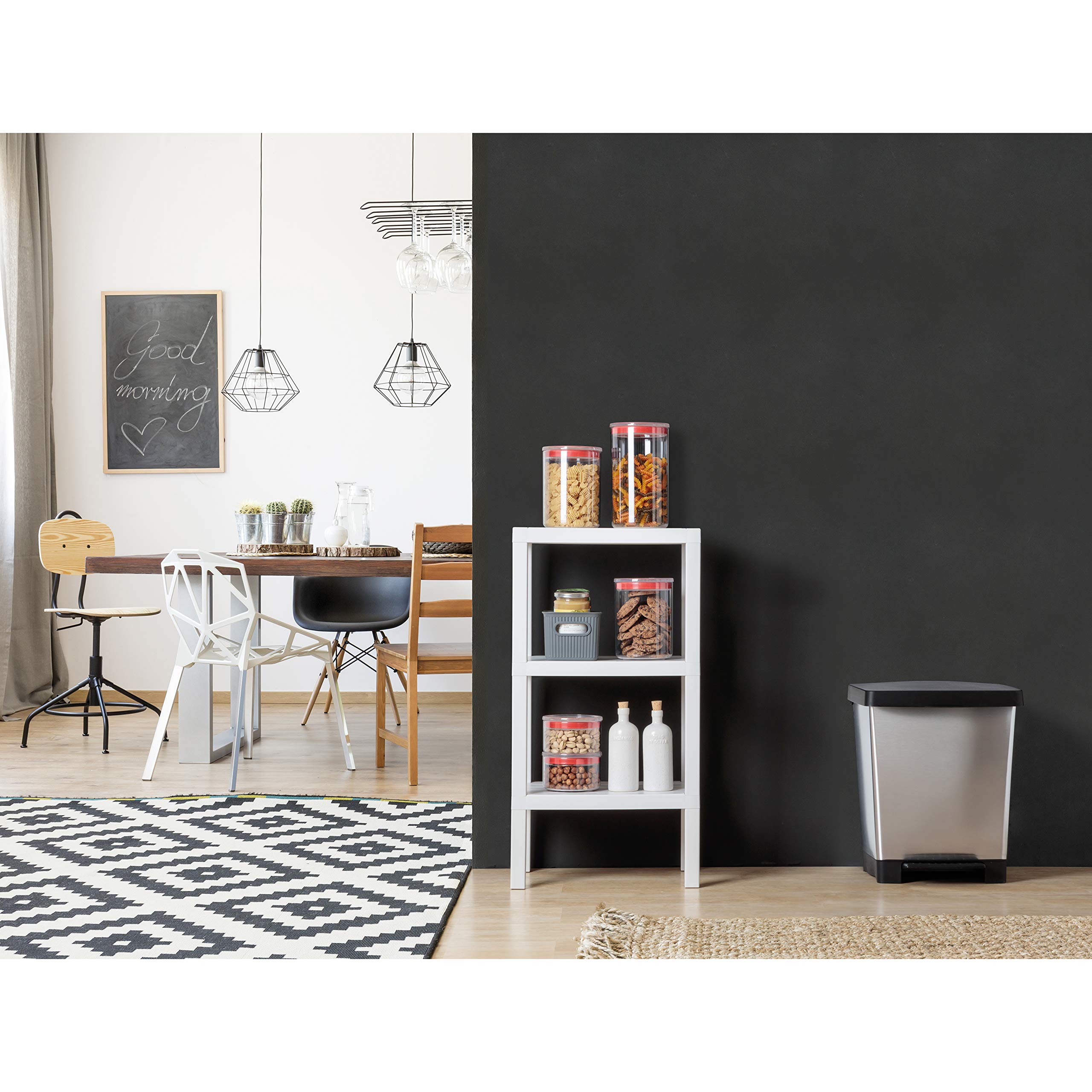 Tatay Lombok Shelf, 3 Shelves, Polypropylene, BPA Free, Wood effect, Non-Slip Bumpers, Max 10KG by Shelf, Easy Assembly, Measure 38x29x73.5 cm. White