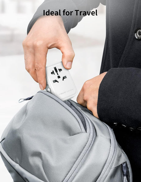 MOMAX Universal Travel Adapter,70W GaN Travel Plug Adapter with UK/EU/AU/US Plugs, 3USB-C PD & 2USB-A QC International Adapter Charger, Adapter Plug for Laptops Phones Vision Pro 1-World-Purple