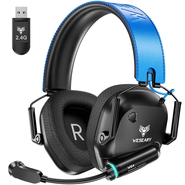 WESEARY Wireless Gaming Headset for PS5, PS4, Mac, Switch, Mobile, 2.4GHz Ultra-Low Latency Gaming Headphones with Crystal-Clear ENC Mic, Bluetooth Gaming Headset for PC, 3D Stereo