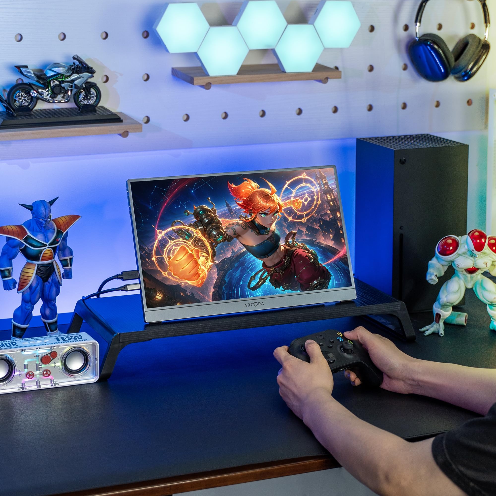 ARZOPA 16.1'' 144Hz Portable Monitor with Storage Bag, 100% sRGB 1920×1080P FHD HDR 144HZ Gaming Monitor, Ultra Slim - Eye Protection-External Second Screen for Laptop/PC/Mac/PS3/4/5/Xbox - Z1FC（Grey）