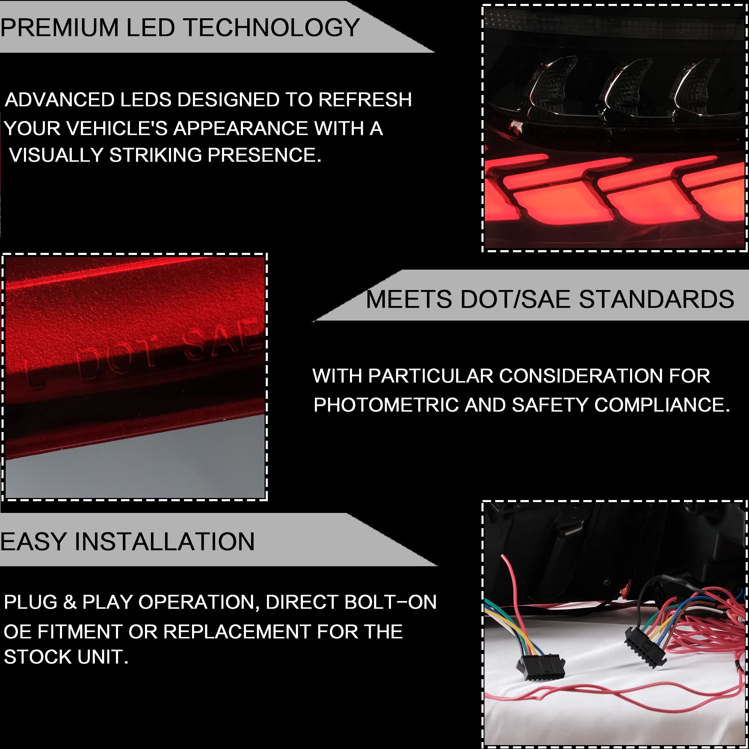 VLAND OLED Rear Lights Compatible with 2013-2018 BMW 3 Series F30 F35 F80 320i 328i 335i Sedan (Not for F31 F34), Tail Lights with Sequential Indicators, E-mark, Red