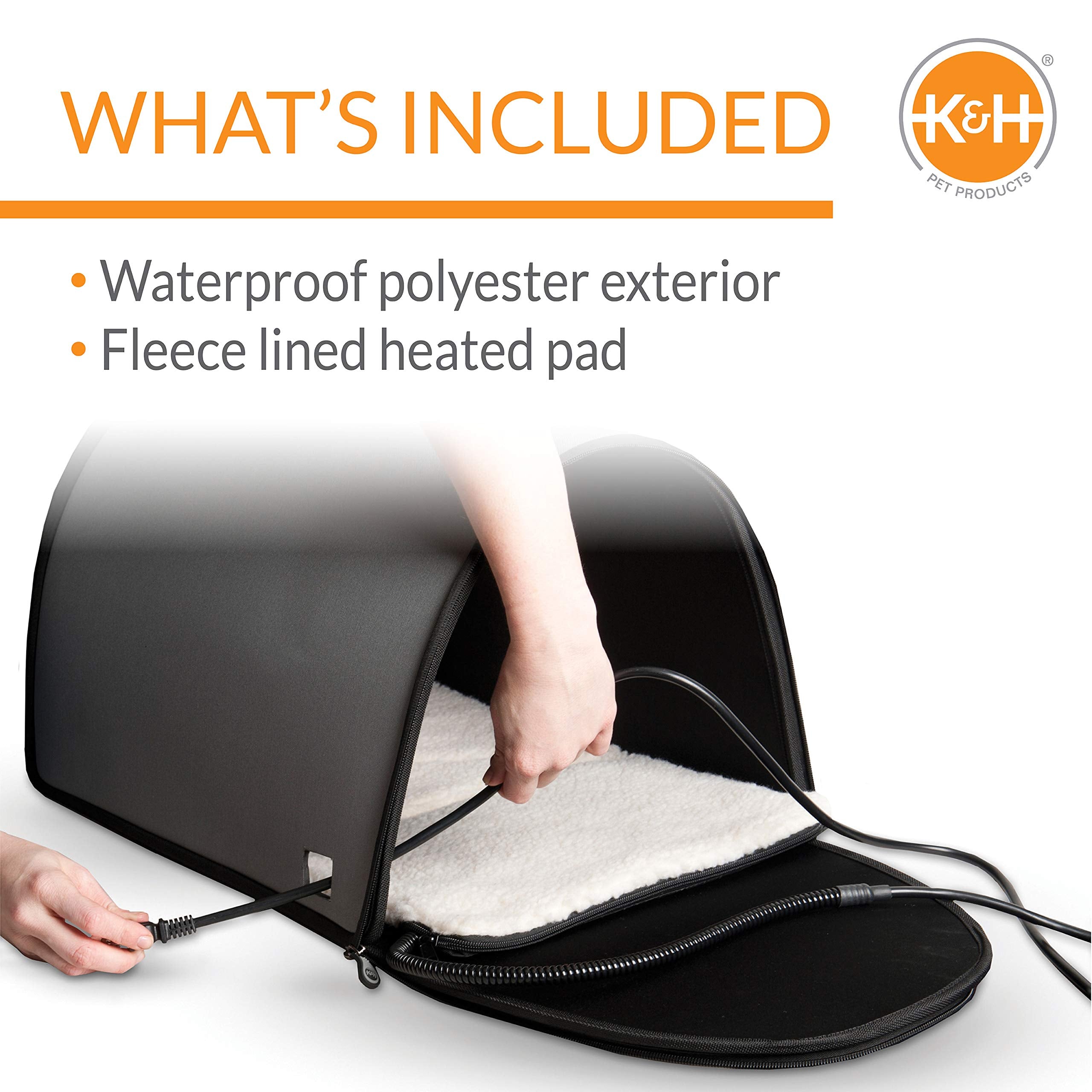 K&H Pet Products Thermo Mod Kitty Shelter Heated Outdoor Cat House for Outside Pets in Winter, Insulated, Waterproof, Heated Floor, Washable Cover,