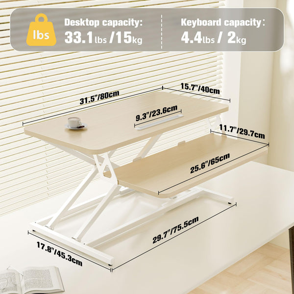 ERGOMAKER Height Adjustable Standing Desk Converter - 101cm (40 Inch) Wide Platform Tabletop Workstation - Quick Sit to Stand Desk Riser for Dual Monitors White