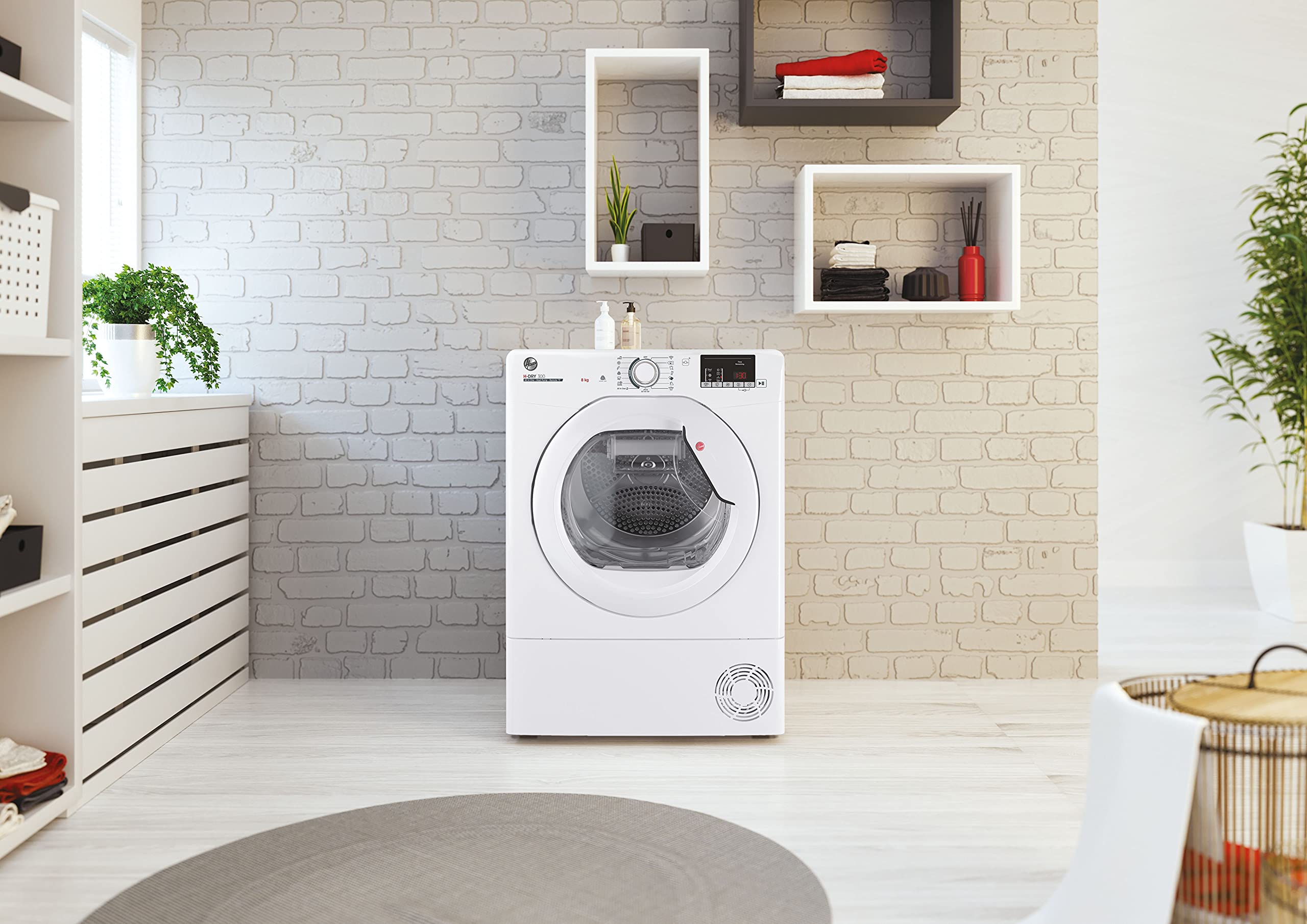 Hoover H-DRY 500 Heat Pump Tumble Dryer, 9 Kg, Class A++, Wi-Fi + Bluetooth, Four Drying Levels, Eco-Power Inverter Motor, Advanced Care, White, 59.6x60.4x85 cm - NDE H9A2TCE-80