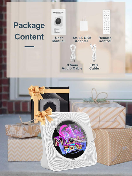 CD Player Portable with Speakers - Homlab Blutooth Desktop CD Players for Home with Dust Cover, FM Radio, Anti-skip Protection, Music Player Home Audio Boombox with LCD Display, Remote, Aux Input