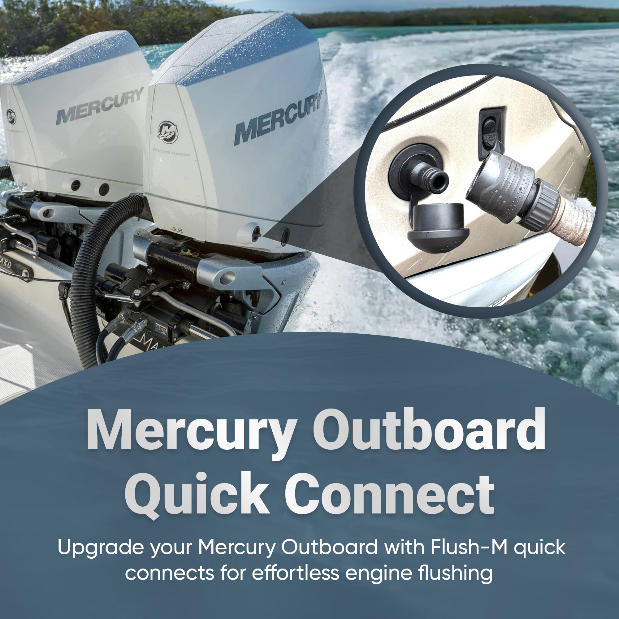 Flush-M Outboard Quick Connect Flush Kit for Mercury - Compatible with Verado, Pro XS, FourStroke, SeaPro 75HP - 500HP & V10 Models - UV Stable &
