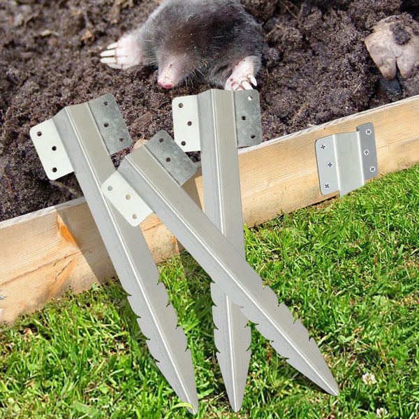 AMLOOPH Railway Sleeper Brackets, 10 Pack Metal Railway Sleepers Stakes For Gardens, Heavy Duty Garden Timber Railway Sleeper Brackets And Fixings For