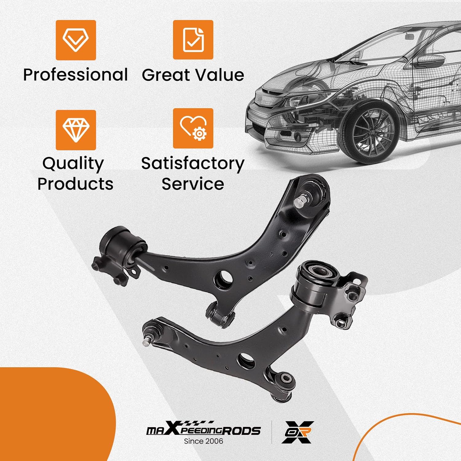 maXpeedingrods Front Left and Right Control Arms Suspension Wishbone Kit for Mazda 5 05-17 Cr19 Mazda 3 03-09 BK