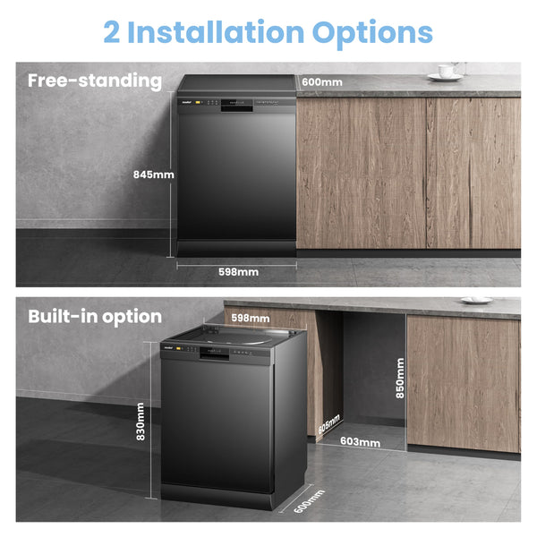 COMFEE' Freestanding Dishwasher CDWEF1034BW-UK 45cm Width, Slimline Dishwasher with 10 place settings, Quick Wash, Hygiene Wash, Delay Start, Half Load, Adjustable Basket - White