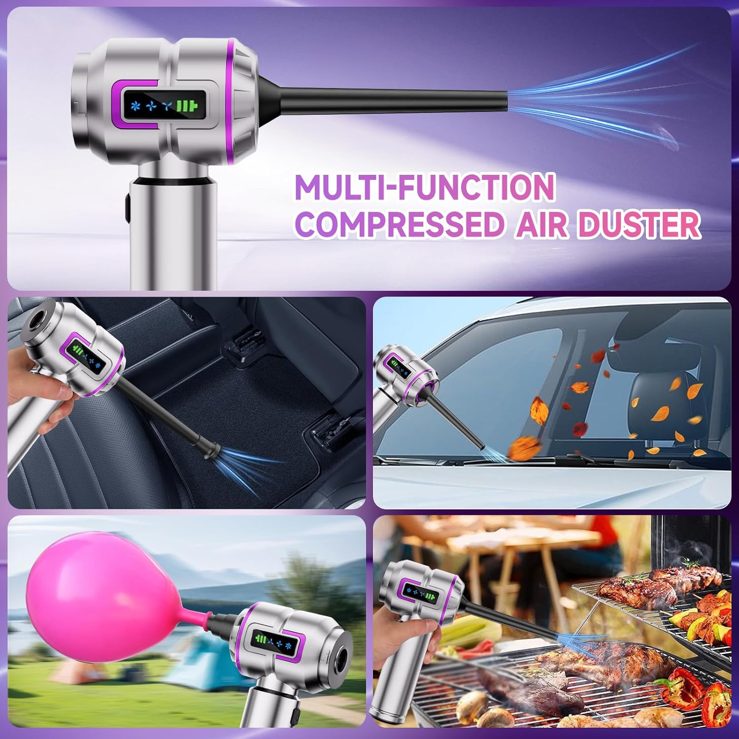 Lyiazsoy Car Vacuum Cleaner Cordless,22000PA High Power Mini Vacuum Cleaner,Rechargeable Handheld Vacuum Cordless,car hoovers for Pet Hair, Home, Office, Kitchen(Purple)