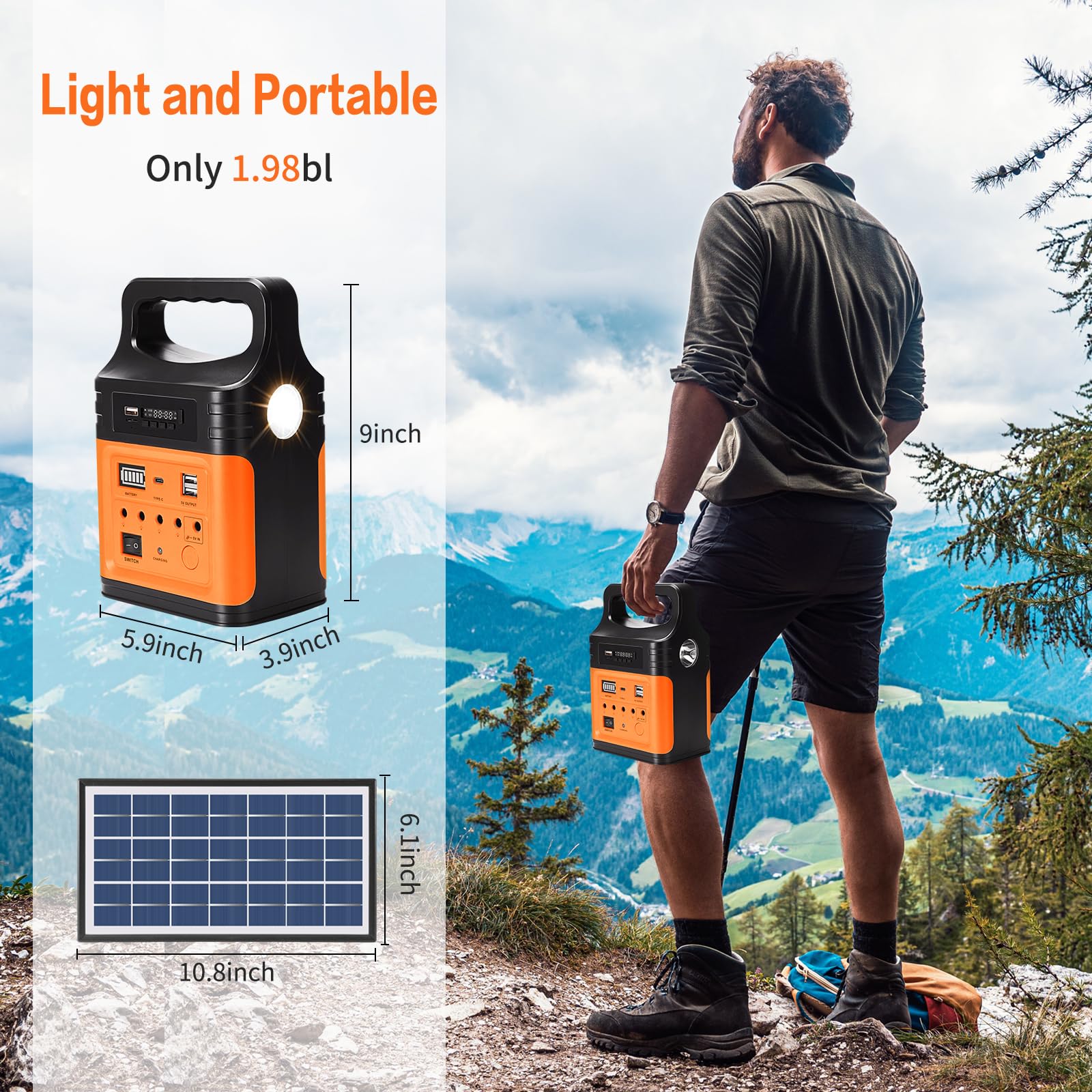 Upgrade-Vclpower 20000mAh DC Power Bank Station with Solar Panels,12V/9V Output Fast Charging Portable Power Station for Home Emergency Outdoor Camping(Green)