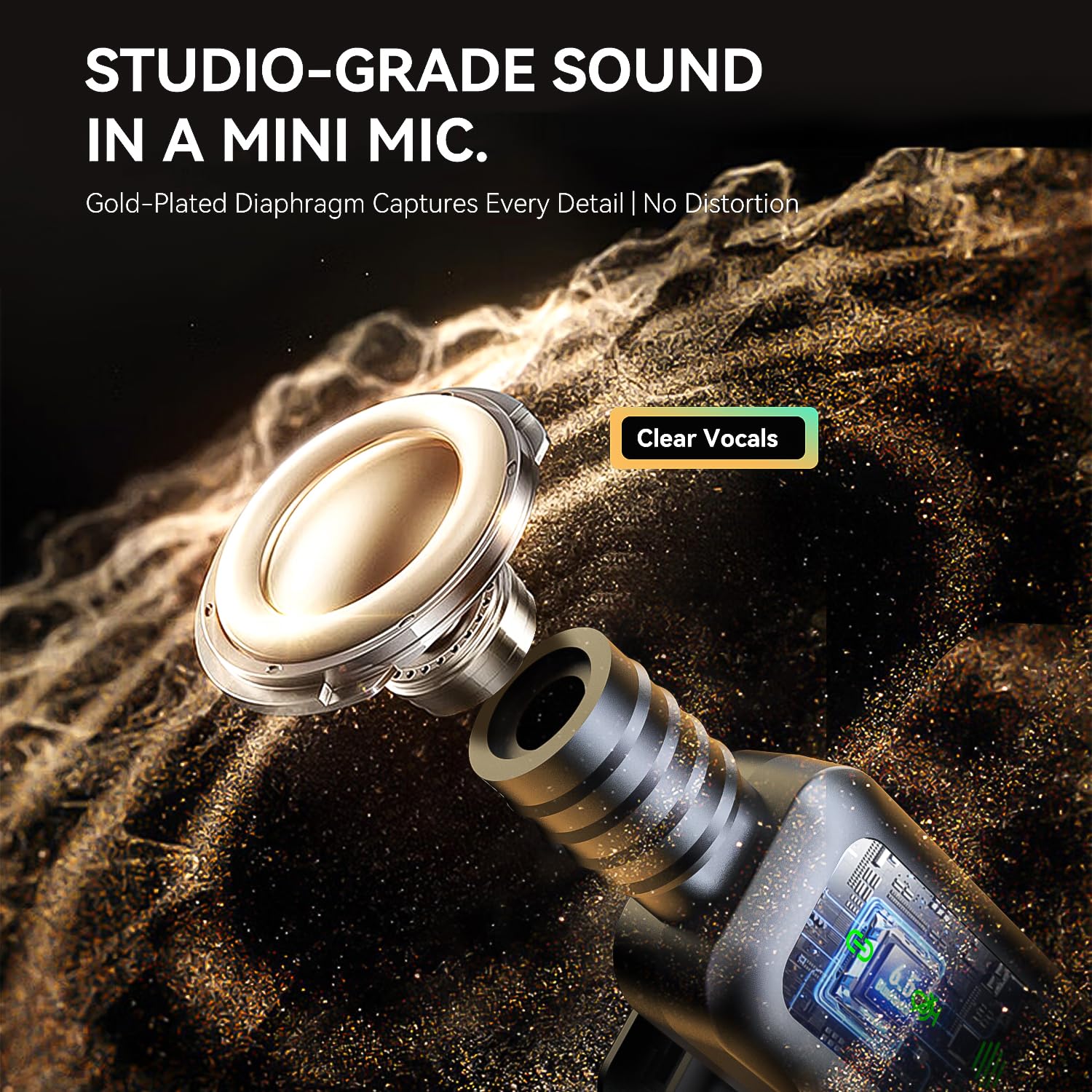 Wireless Lavalier Microphone with LED Display, Lavalier Microphones Clip on Mic With Noise Reduction, for Video Recording, Tiktok, Youtube, Vlog Podcast Content Creator, for Android and iPhone,（Black）