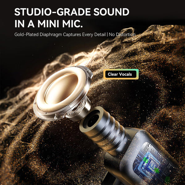 Wireless Lavalier Microphone with LED Display, Lavalier Microphones Clip on Mic With Noise Reduction, for Video Recording, Tiktok, Youtube, Vlog Podcast Content Creator, for Android and iPhone,（Black）