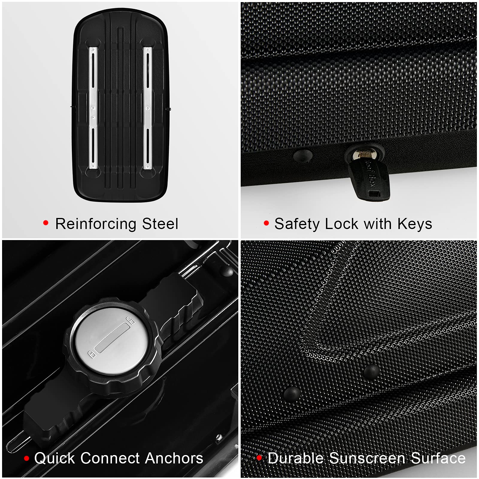 COSTWAY Car Roof Box, 400L Capacity Hard Roof Cargo Carrier with Security Keys & Dual Side Opening, Waterproof Rooftop Luggage Storage Box for Car, SUV, Van, Fits Most Cars (Black)