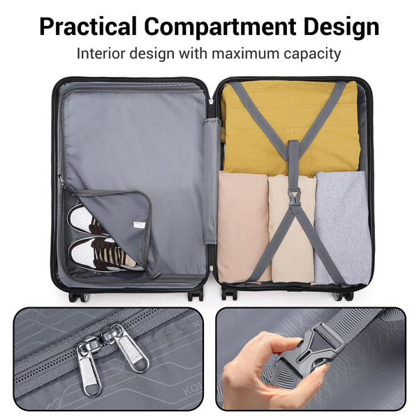 Kono Fashion Hand Luggage Lightweight ABS Hard Shell Trolley Travel Suitcase