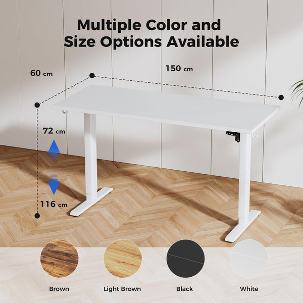 Agilestic L-Shaped Electric Standing Desk, 140cm Height Adjustable Sit-Stand Desk for Home Office, Ergonomic Computer Desk with Spliced Board, White