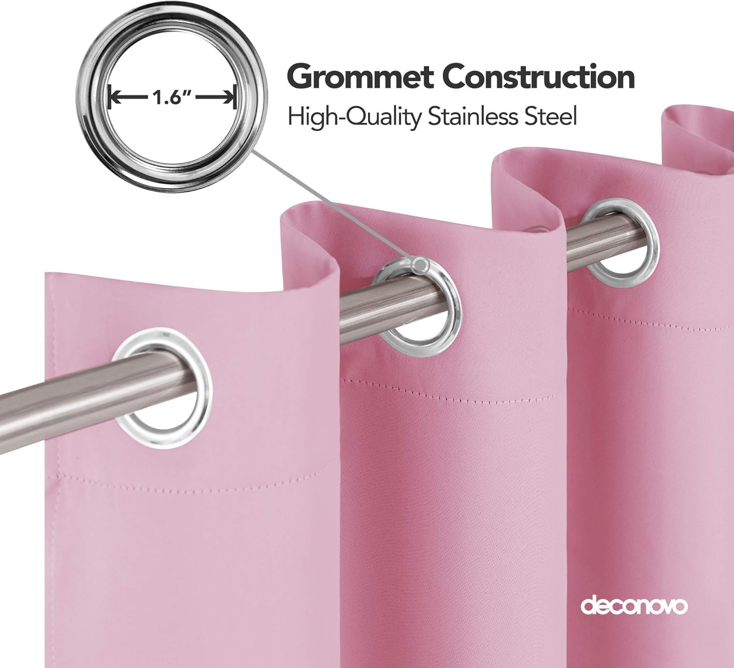 Deconovo Blackout Curtains Eyelet Super Soft Thermal Insulated Ring Top Blackout Curtains for Nursery 46 x 54 Drop Inch Dark Grey 2 Panels