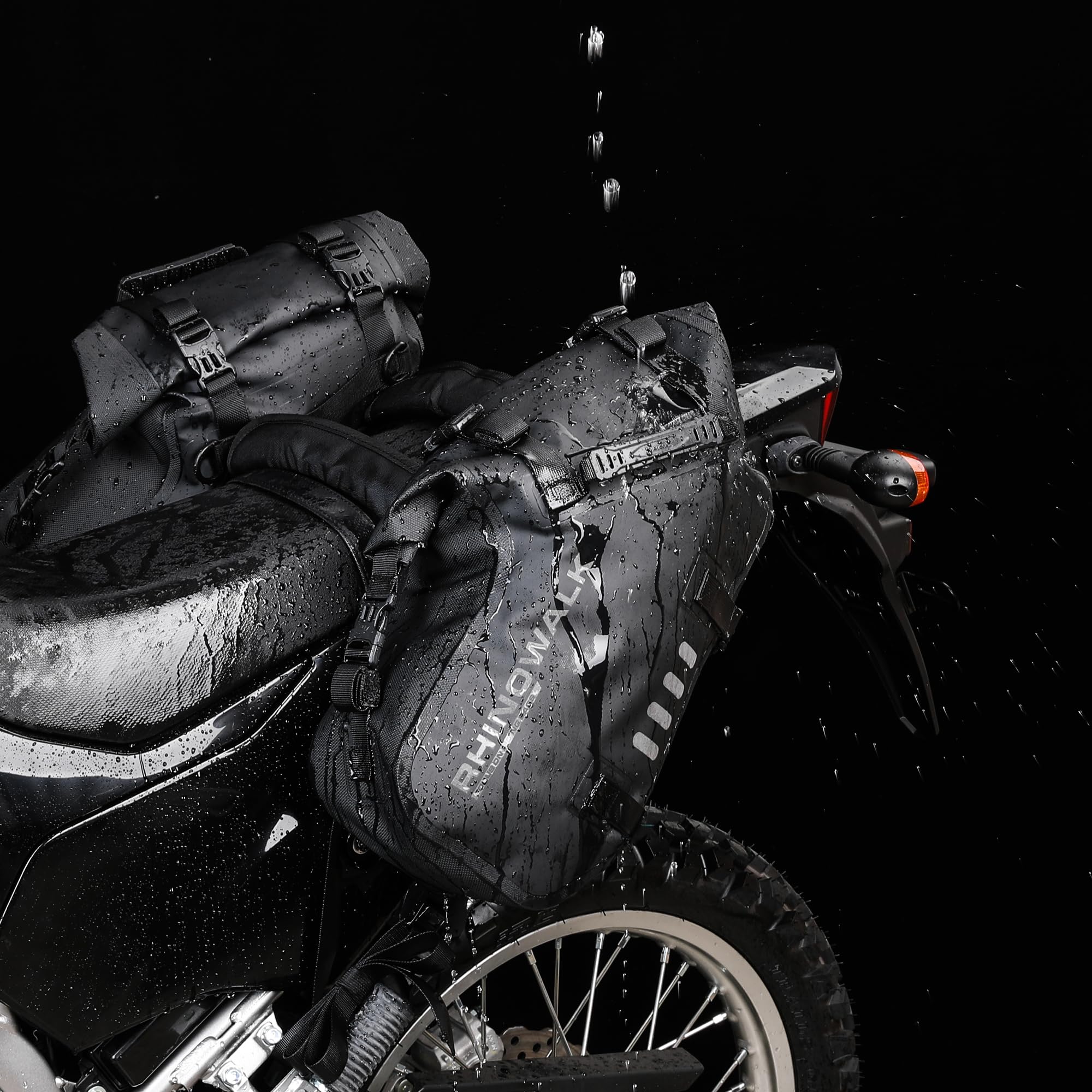 Rhinowalk Motor Pannier Bag Motorcycle Seat Bag Waterproof Travel Luggage Expandable19-26L, Black (MT4026)
