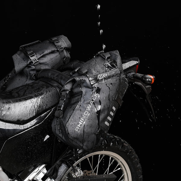 Rhinowalk Motor Pannier Bag Motorcycle Seat Bag Waterproof Travel Luggage Expandable19-26L, Black (MT4026)