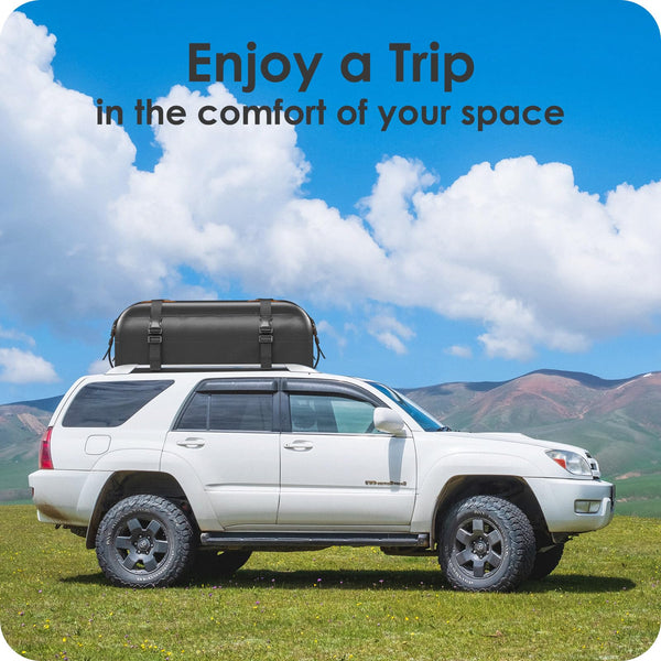 Rymopuey Roof Bag 15 Cubic/425 L, Waterproof Car Roof Bag No Rack Needed, Roof Box with Anti-Slip Mat and 6 Heavy-Duty Straps, Folding Soft Car Roof Box for Cars with/Without Rack (Blue 425 L)