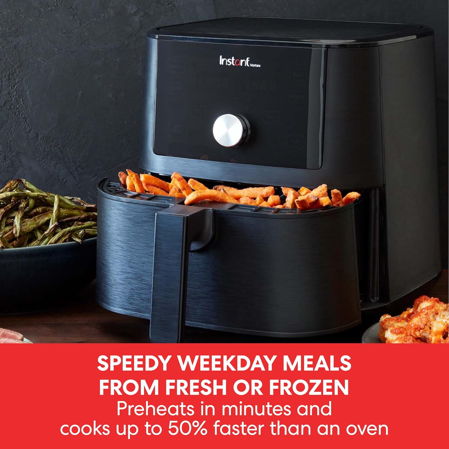 Instant Pot - Versazone Dual Black Air Fryer - Large 8.5L, Family Size - Single Double Basket with Divider - 8 in 1 - Food Dehydrate, Grill, Bake, Roast, Reheat, Non-Stick, Easy Clean, Dishwasher Safe