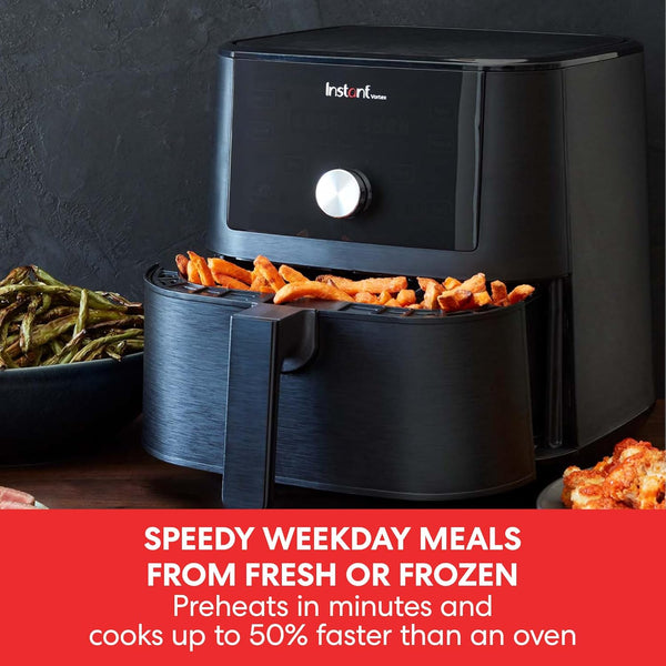 Instant Pot - Versazone Dual Black Air Fryer - Large 8.5L, Family Size - Single Double Basket with Divider - 8 in 1 - Food Dehydrate, Grill, Bake, Roast, Reheat, Non-Stick, Easy Clean, Dishwasher Safe