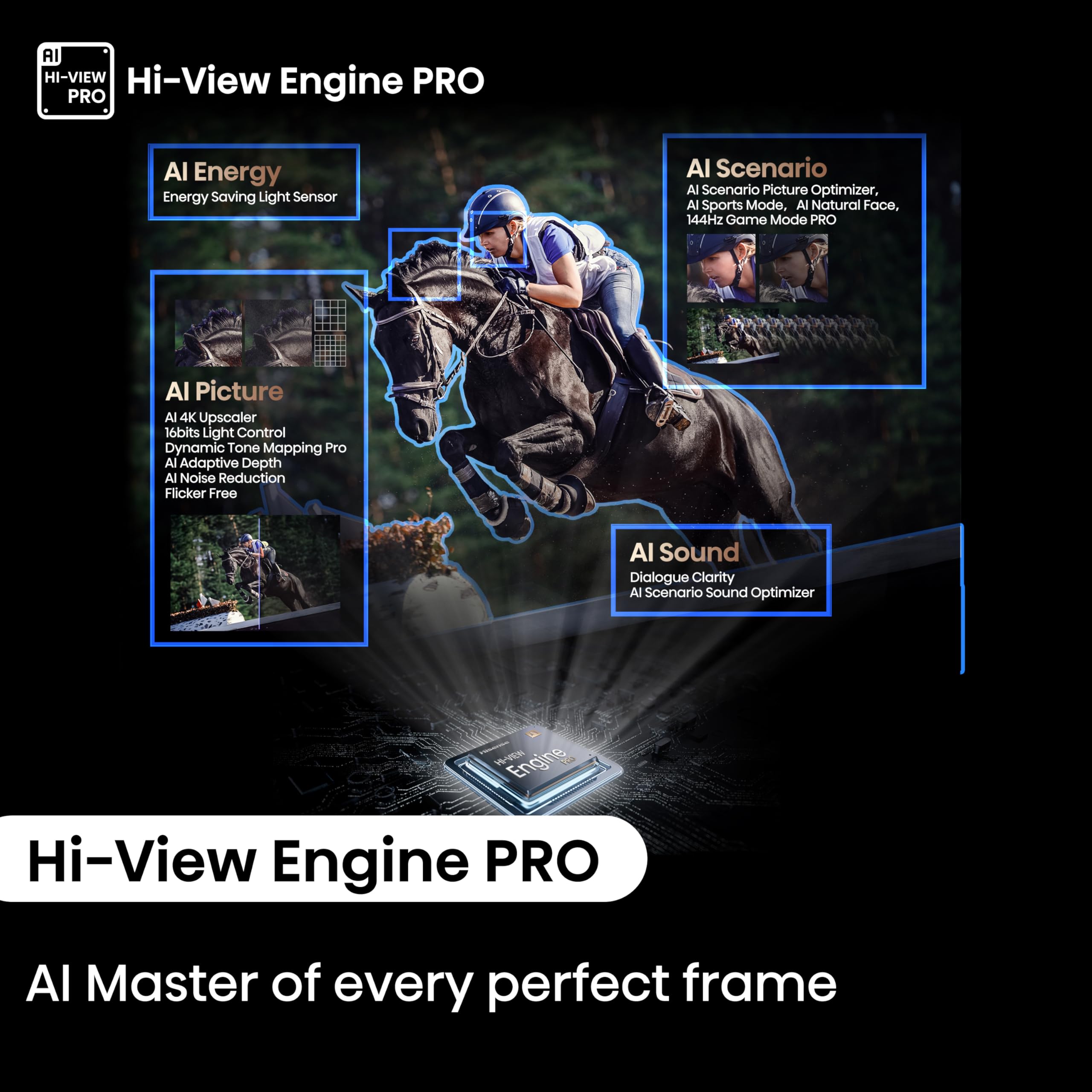 Hisense 55 Inch 4K Mini-LED TV 55U6NQTUK - Quantum Dot Colour, Dolby Vision Atmos, Hi-View Engine, FilmMaker Mode, Vidaa OS with Voice Control, Freely, Youtube, Netflix and Disney+ (2024 Model)