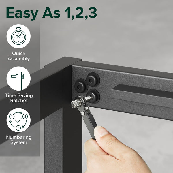 Zinus Paul Super King Bed frame - Bed 180x200 cm - 36 cm Height - Metal and Wood Platform Bed frame with Wood slat support - Natural Brown and Black