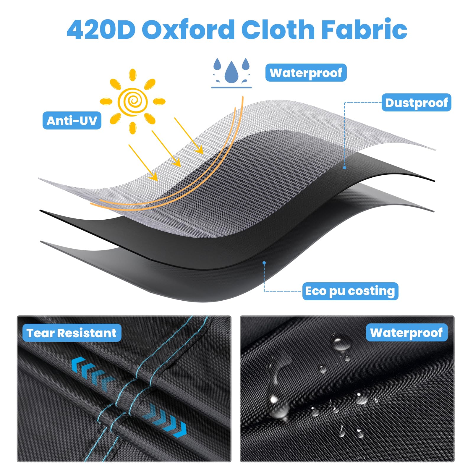 Duerer Garden Furniture Covers Waterproof 250 x 210 x 90cm Outdoor Patio Furniture Covers 420D Oxford, for Rattan Set, Sofa Table Chair Set Cover,