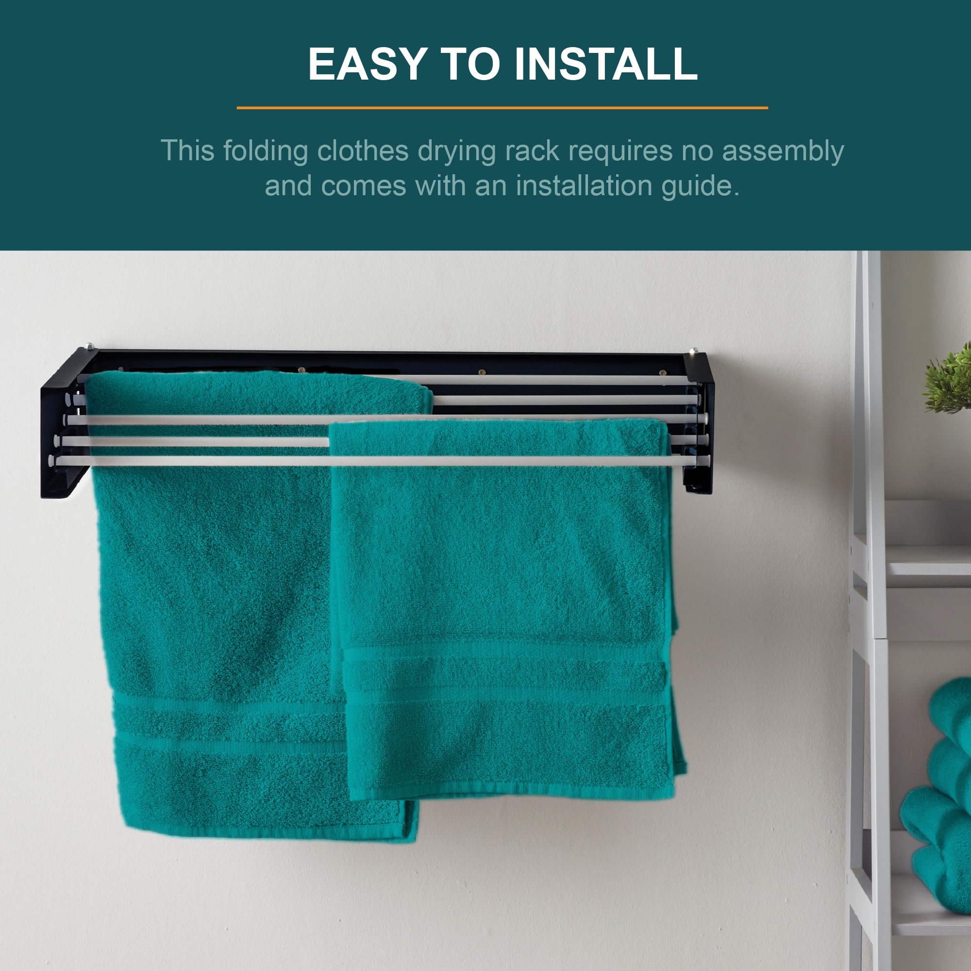 OurHouse Wall Mounted Clothes Airer, Indoor & Outdoor Retractable Clothes Drying Rack, Weatherproof, Foldaway, 3.5m Drying Space and 20kg of laundry,