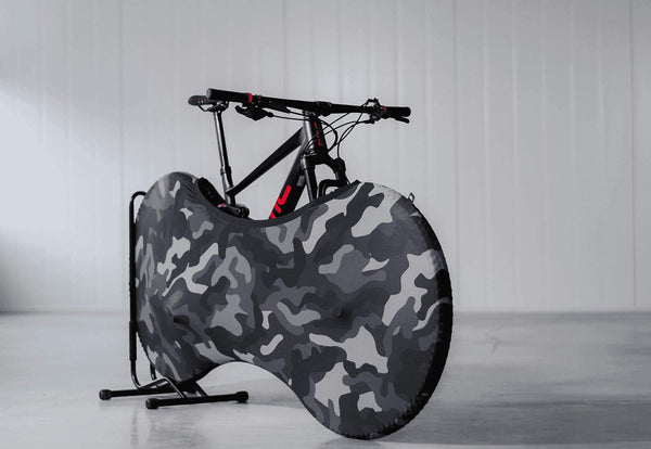 Velo Sock Bicycle Indoor Cover for Storage and Transportation, Stretchy Dirt Proof Fabric, Bike Travel Protection Cover ? Camo (Black)