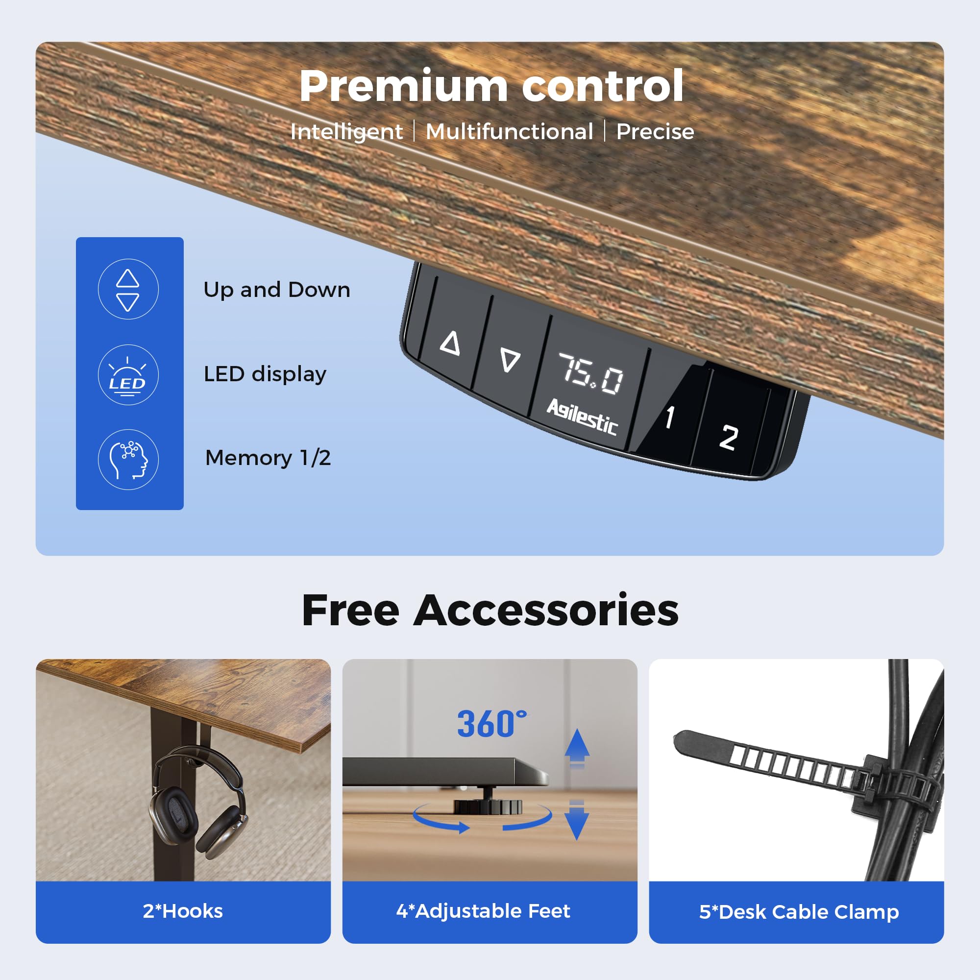 Agilestic L-Shaped Electric Standing Desk, 140cm Height Adjustable Sit-Stand Desk for Home Office, Ergonomic Computer Desk with Spliced Board, White